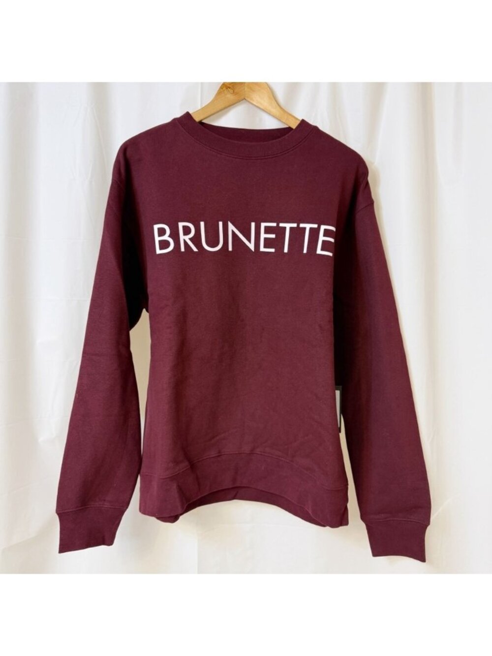 Brunette The Label Core Crew BRUNETTE Winetasting Burgundy M/L NWT